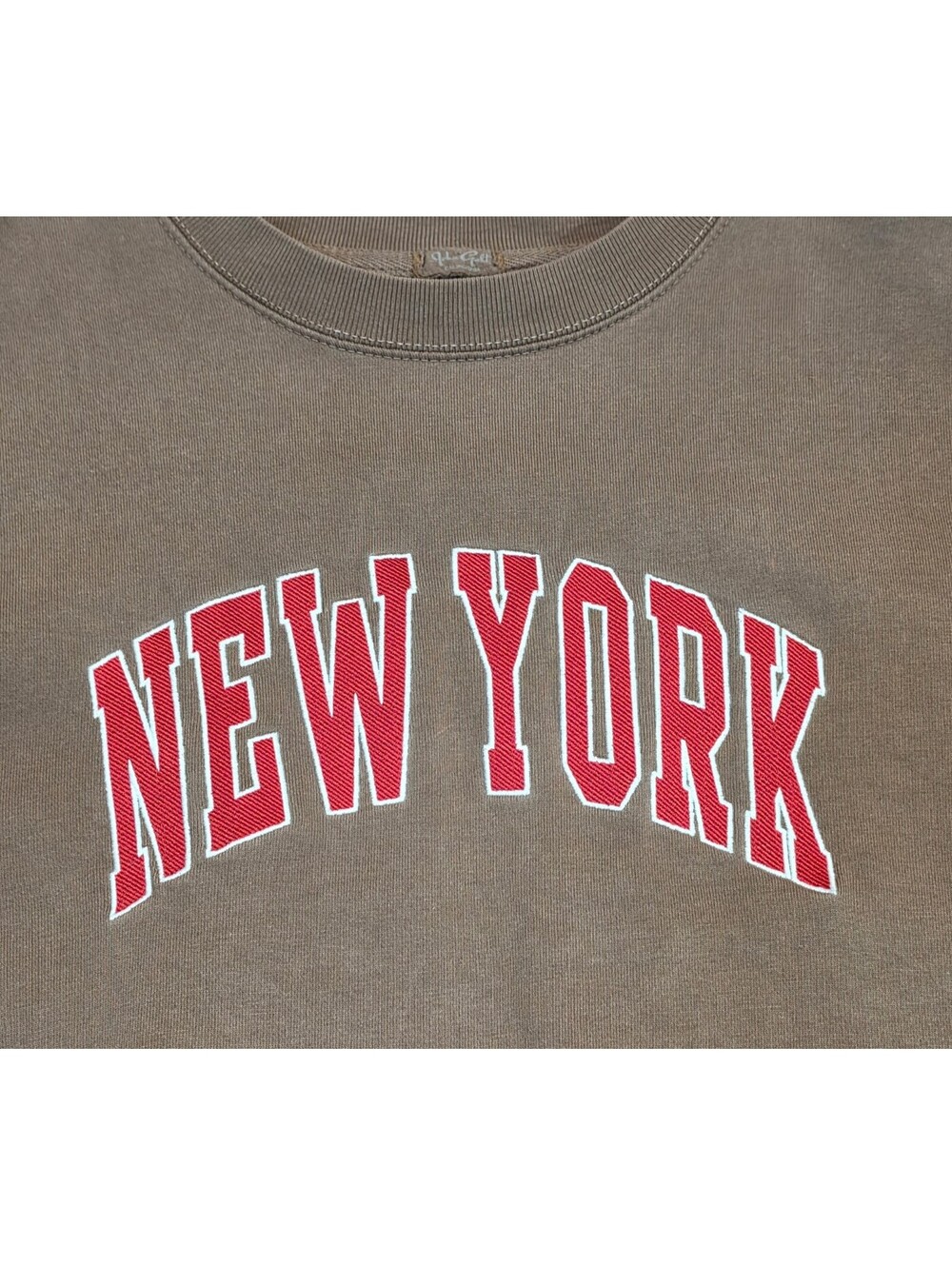 John Galt Brown New York Crewneck Sweatshirt, Fleece Lined, Size Large